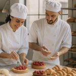 Deux apprentis patissiers en formation boulangerie-patisserie