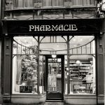 Formation en pharmacie MyFormaBox dans une officine vintage en noir et blanc