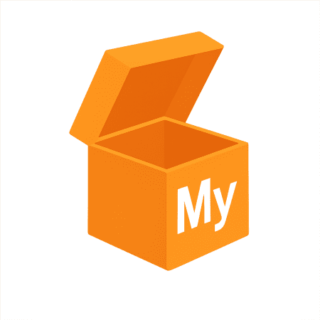 myformabox-boite-orange-fond-blanc Logo de boite à formations Myformabox orange représentant une boite à formations orange ouverte pour le recrutement formateurs